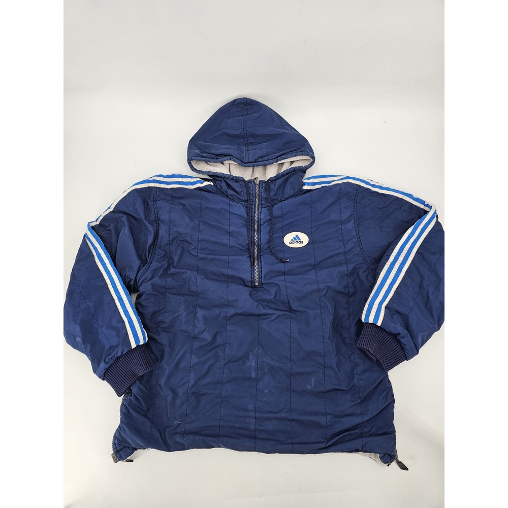 Vintage 90s Y2K Adidas Big Logo Reversible Puffer Jacket Windbreaker Size Medium